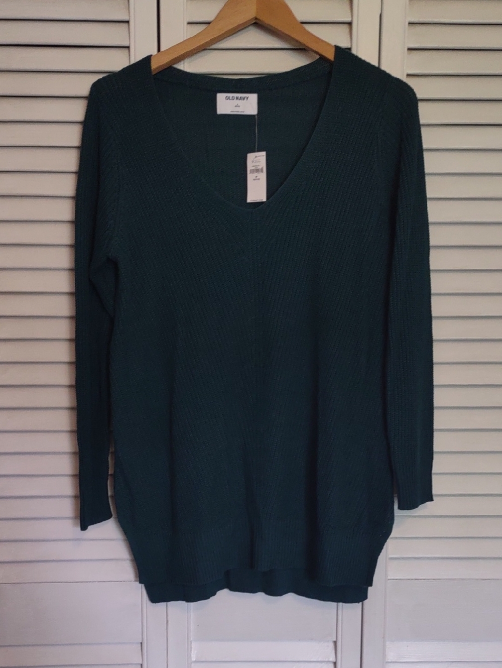 NWT Old Navy Textured V-neck Sweater Tunic Size M P Medium Petite Cotton Rayon